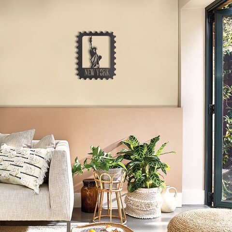 Decoratiune de perete, New York Stamp, Dimensiune: 30 x 37 cm, Negru