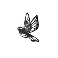 Decoratiune de perete, Swallow Bird, Dimensiune: 50 x 65 cm, Negru