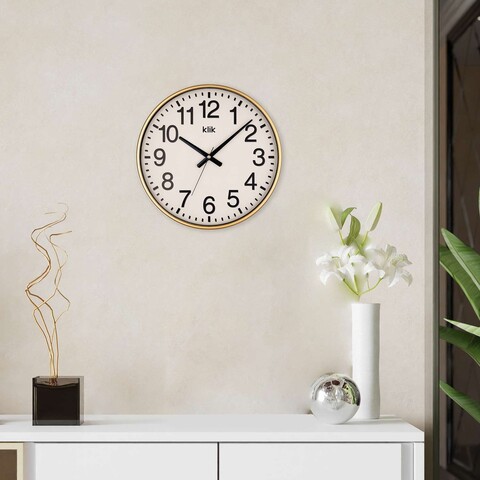 Ceas de perete decorativ, Simplex, Dimensiune: 38 x 38 cm, Auriu
