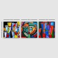 Set 3 tablouri decorative, DRPRC6001, Cadru: 100% LEMN (grosime: 3 cm), Multicolor