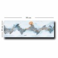 Tablou decorativ, 3090NISC-007, Lemn, Albastru / Somon / Auriu / Alb