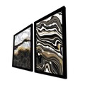 Set 2 tablouri decorative, 2P3853NISCT-001, Lemn, Negru / Auriu / Alb / Gri