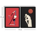 Set 2 tablouri decorative, 2P3853NISCT-002, Lemn, Roșu / Negru / Albastru / Alb