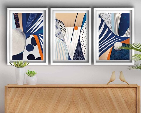 Set 3 tablouri decorative, 3P3853NISCT-015, Lemn, Multicolor