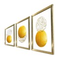 Set 3 tablouri decorative, 3P3853NISCT-017, Lemn, Aur / nurcă / alb