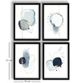 Tablou decorativ (4 Pieces), 4P3853NISCT-001, Înrămat: 100% LEMN (Grosime: 22 mm, Albastru / Bleumarin / Auriu / Alb