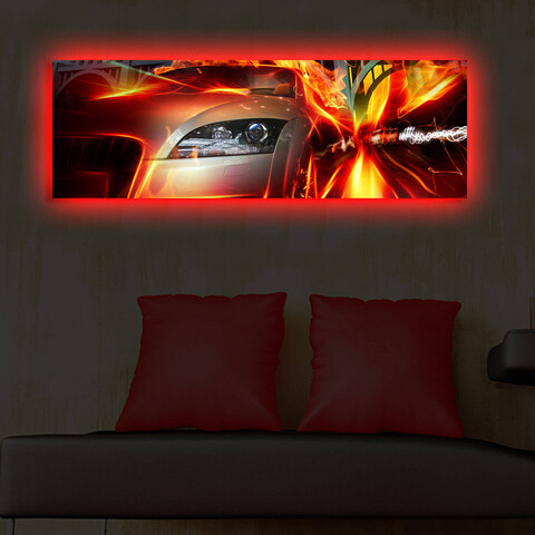 Tablou decorativ cu lumina LED, 3090DACT-42, 30 x 90 cm, Multicolor