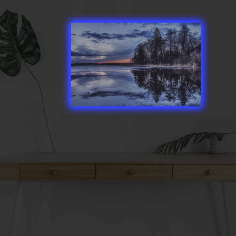 Tablou decorativ cu lumina LED, 4570DHDACT-013, Dimensiune: 45 x 70 cm, Multicolor