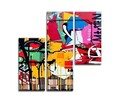 Tablou decorativ (3 Pieces), MXA01, Lemn (Grosime: 2 cm, Multicolor