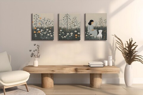 Tablou decorativ (3 Pieces), UDC14, Canvas imprimat, Multicolor