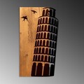 Decoratiune de perete, Pisa Tower, Lățime: 32 cm, Nuc / Negru