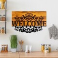 Decoratiune de perete, Welcome, Lățime: 58 cm Înălțime: 36 cm Adâncime: 3 cm, Nuc / Negru
