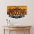 Decoratiune de perete, Welcome, Lățime: 58 cm Înălțime: 36 cm Adâncime: 3 cm, Nuc / Negru