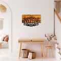 Decoratiune de perete, Welcome, Lățime: 58 cm Înălțime: 36 cm Adâncime: 3 cm, Nuc / Negru