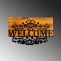 Decoratiune de perete, Welcome, Lățime: 58 cm Înălțime: 36 cm Adâncime: 3 cm, Nuc / Negru