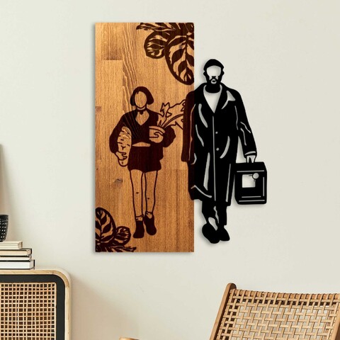 Decoratiune de perete, Leon The Professional, Lățime: 44 cm, Nuc / Negru