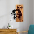 Decoratiune de perete, Wow, Lățime: 42 cm, Nuc / Negru