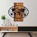 Decoratiune de perete, World Map 4-M, Dimensiuni: 57 x 62 cm, Nuc / Negru