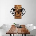 Decoratiune de perete, World Map 4-M, Dimensiuni: 57 x 62 cm, Nuc / Negru