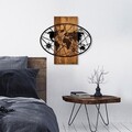Decoratiune de perete, World Map 4-M, Dimensiuni: 57 x 62 cm, Nuc / Negru