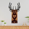 Decoratiune de perete, Deer in Mountain, Lățime: 48 cm, Nuc / Negru