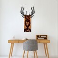 Decoratiune de perete, Deer in Mountain, Lățime: 48 cm, Nuc / Negru