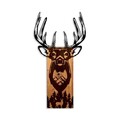 Decoratiune de perete, Deer in Mountain, Lățime: 48 cm, Nuc / Negru