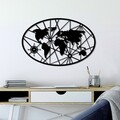 Decoratiune de perete, World Map 8-M v2, Dimensiune: 50 x 77 cm, Negru