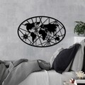 Decoratiune de perete, World Map 8-M v2, Dimensiune: 50 x 77 cm, Negru