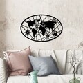 Decoratiune de perete, World Map 8-M v2, Dimensiune: 50 x 77 cm, Negru