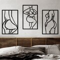 Decoratiune de perete, Body Positive Line, Dimensiune: 47 x 70 cm (2 bucăți), Negru