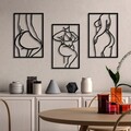 Decoratiune de perete, Body Positive Line, Dimensiune: 47 x 70 cm (2 bucăți), Negru