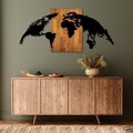 Decoratiune de perete, World Map 20, Dimensiune: 70 x 150 cm, Nuc / Negru