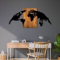 Decoratiune de perete, World Map 20, Dimensiune: 70 x 150 cm, Nuc / Negru