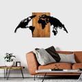 Decoratiune de perete, World Map 20, Dimensiune: 70 x 150 cm, Nuc / Negru