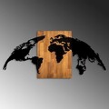 Decoratiune de perete, World Map 20, Dimensiune: 70 x 150 cm, Nuc / Negru