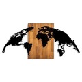 Decoratiune de perete, World Map 20, Dimensiune: 70 x 150 cm, Nuc / Negru