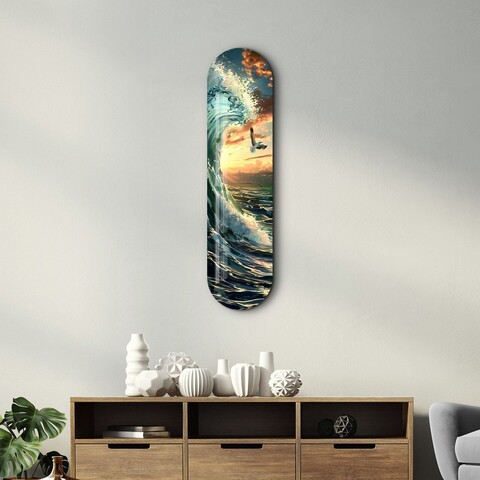Tablou decorativ, Sea Gull and Ocean v2, Dimensiune: 20 x 80 cm, Multicolor