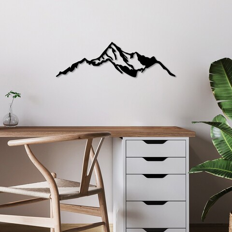 Decoratiune de perete, Mountain, Dimensiuni: 67 x 20 cm, Negru