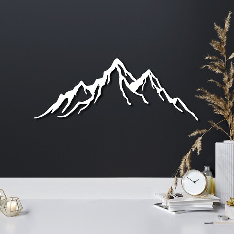 Decoratiune de perete, Mountain, Dimensiune: 52 x 20 cm, Alb