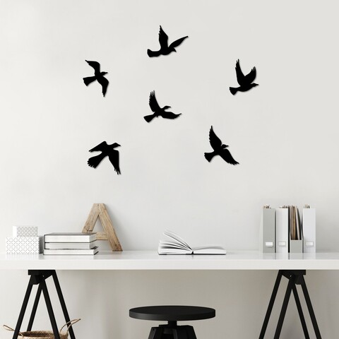 Decoratiune de perete, Flying Birds, Dimensiune: 17 x 17 cm (1 bucată), Negru