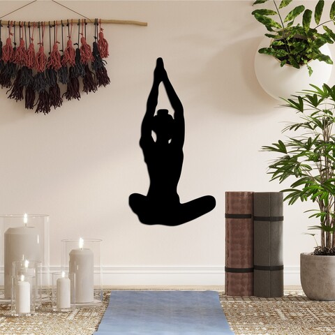 Decoratiune de perete, Yoga 6, Dimensiuni: 31 x 60 cm, Negru