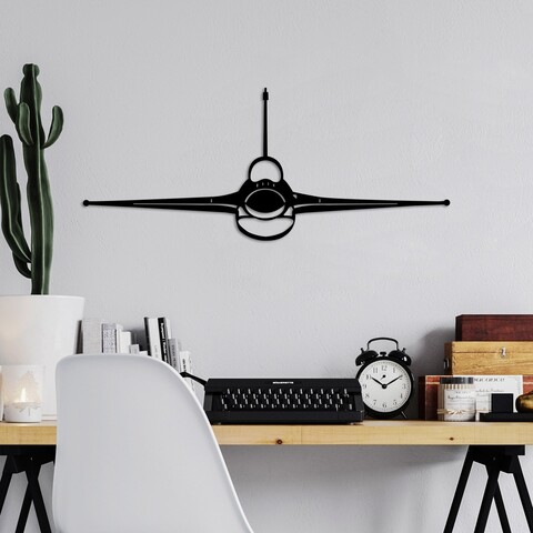 Decoratiune de perete, F-16 Jet Fighter, Dimensiune: 60 x 25 cm , Negru
