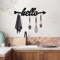 Cuier de perete, Hello, Lățime: 68 cm Înălțime: 22 cm Adâncime: 2 cm, Negru