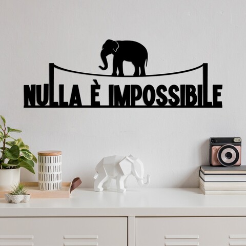Decoratiune de perete, Nulla E Impossible 1, Dimensiune: 60 x 20 cm, Negru