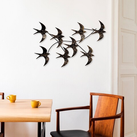 Decoratiune de perete, Flying Birds 1, Dimensiuni: 69 x 41 x 7 cm, Multicolor
