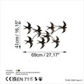 Decoratiune de perete, Flying Birds 1, Dimensiuni: 69 x 41 x 7 cm, Multicolor