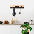 Cuier de perete din lemn, Mountain 3, Lățime: 60 cm Înălțime: 14 cm Adâncime: 5 cm, Natural/Negru