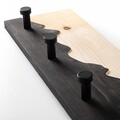 Cuier de perete din lemn, Mountain 3, Lățime: 60 cm Înălțime: 14 cm Adâncime: 5 cm, Natural/Negru