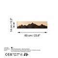 Cuier de perete din lemn, Mountain 3, Lățime: 60 cm Înălțime: 14 cm Adâncime: 5 cm, Natural/Negru
